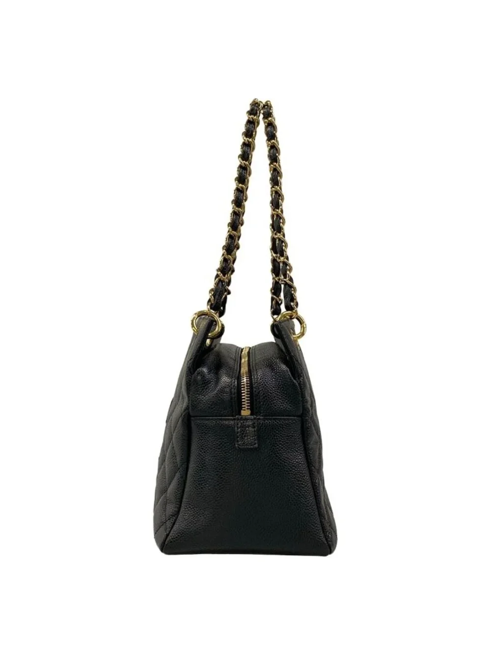 Chanel Shoulder Bag Petit Timeless Tote Quilted Black Chain Gold